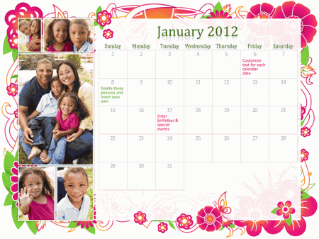 Powerpoint Calendar Template on Family Calendar Template 2012 Powerpoint