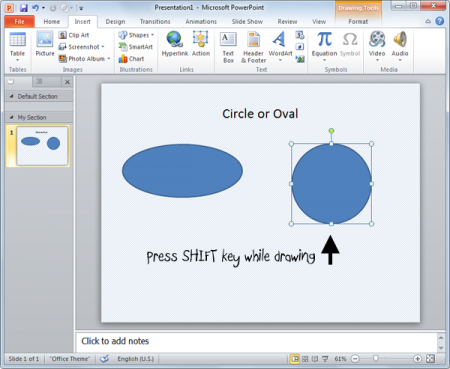 How to draw a circle or oval in PowerPoint