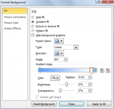 gradient options