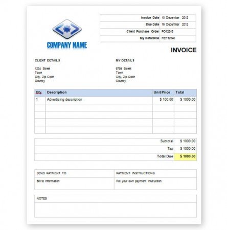 Word 2010 Service Invoice Template