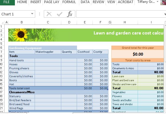 Lawn & Garden Expense Template For Excel
