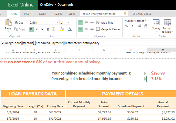 loan calculator college