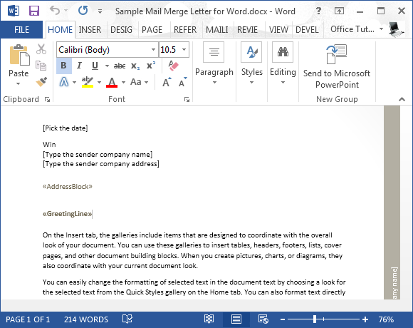 Sample Mail Merge Letter For Word