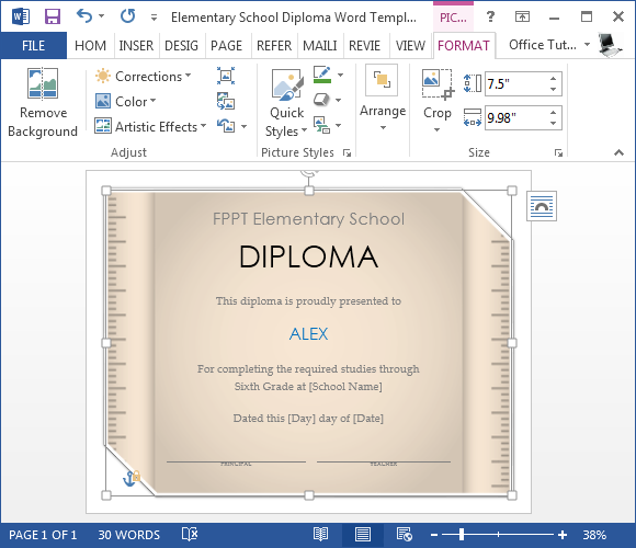 diploma word template