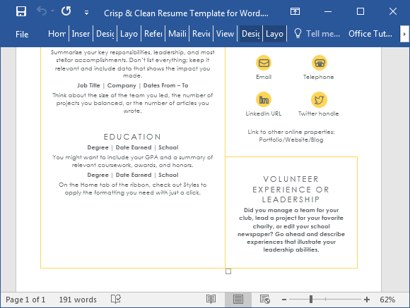 clean resume format