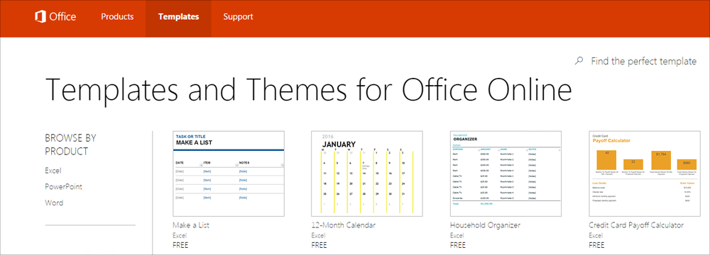 ms office online templates