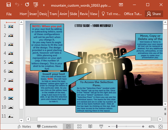 animated words on a mountain powerpoint template caption template