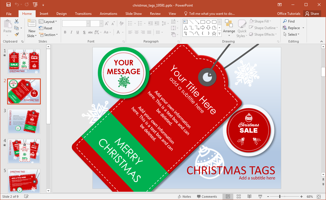 Animated Christmas Tags PowerPoint Template