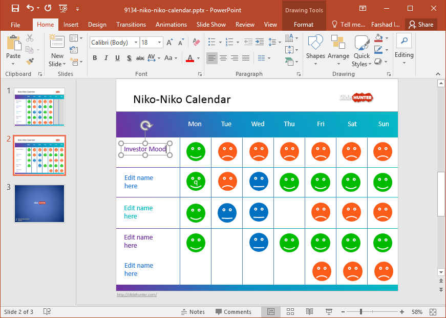 Free Mood Calendar PowerPoint Template