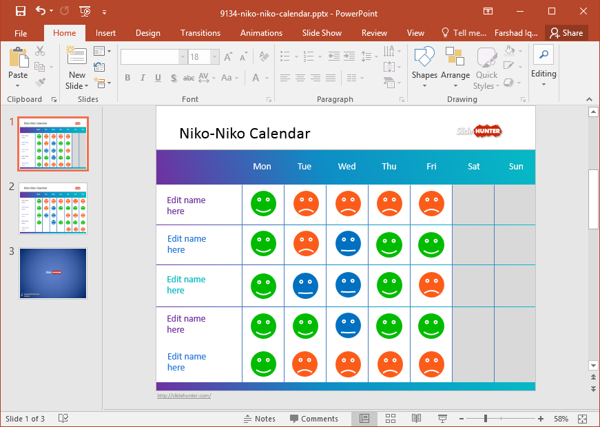 Free Mood Calendar PowerPoint Template