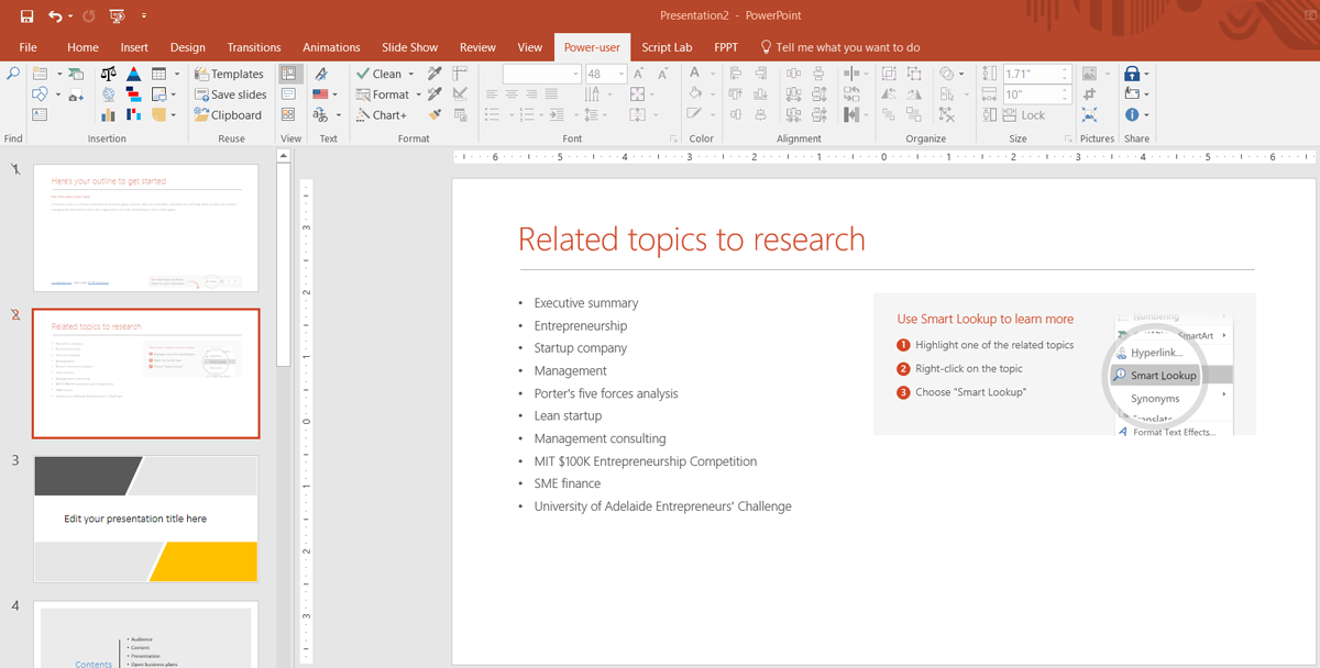 to create a presentation based on a template click the
