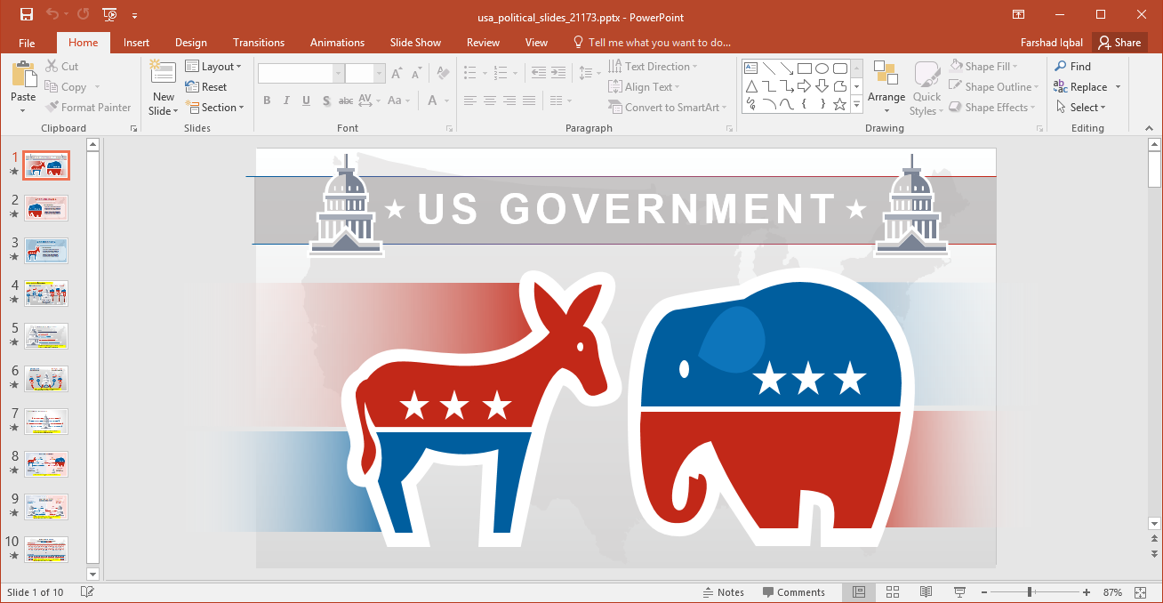 Animated Political Parties In USA PowerPoint Template