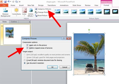 how to make powerpoint presentation file smaller