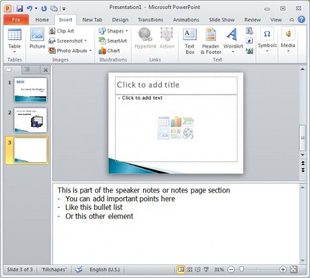 presentation view with notes