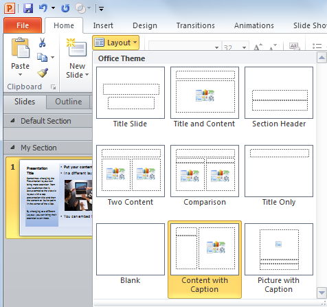 change the powerpoint slide layout to get audience attention