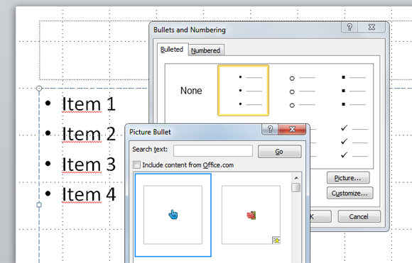 how to use custom icons as bullet point in powerpoint