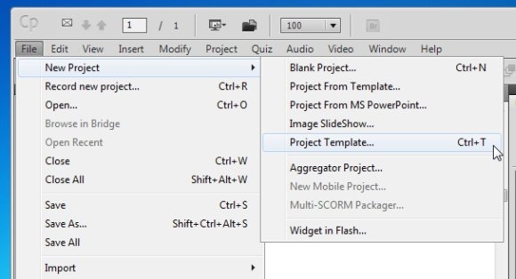 Guide To Using Templates In Adobe Captivate After Selecting A Template You Will Be Asked To Choose Size For Your Project If Are Importing Existing Templates Can Also Select Preset From