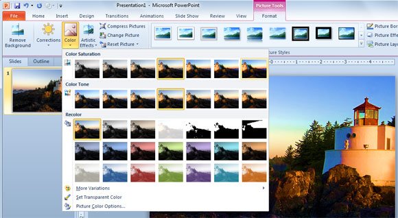 color effects in powerpoint 2010 tone powerpoint