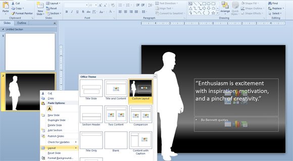 insert a custom layout in powerpoint layouts for powerpoints