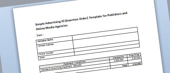 Simple Advertising Insertion Order Template for Microsoft Word