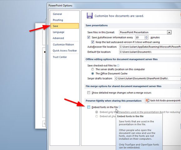 how to embed font in powerpoint mac