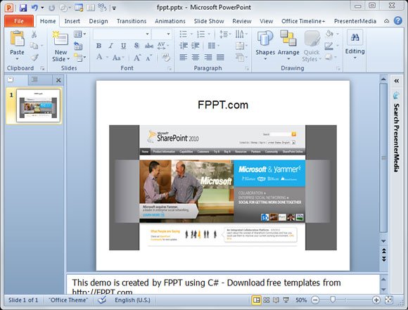 create powerpoint presentation c#