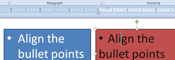 How to align the bullet points in powerpoint 2010