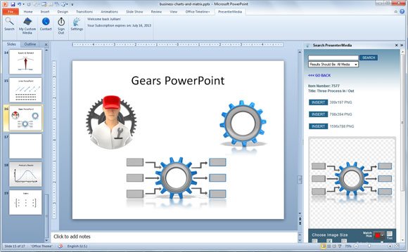 How to create gears in PowerPoint using SmartArt