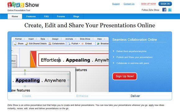 Show create. Zoho show.