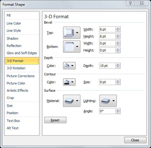 3D Format 3D in PowerPoint