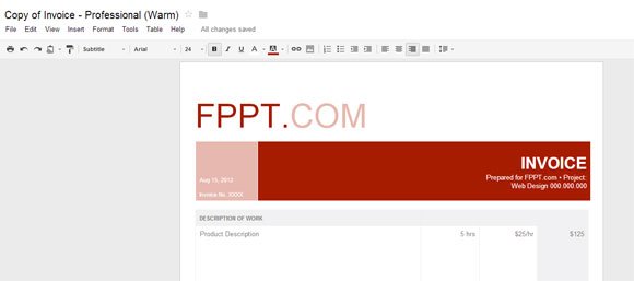 invoice template google docs