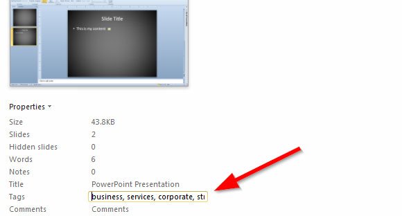 using powerpoint properties to