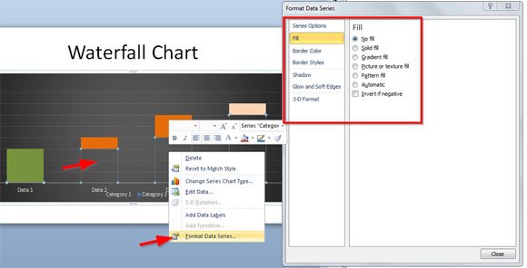 Диаграмма водопад в powerpoint