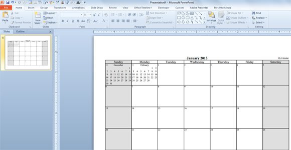 Make Your Free Calendar 2013 Template In PowerPoint