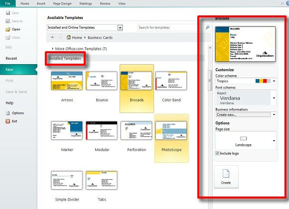 creating business cards in microsoft publisher