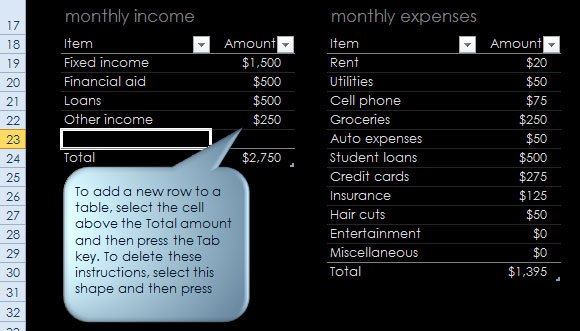 College Budget Template For Excel 2010 2013