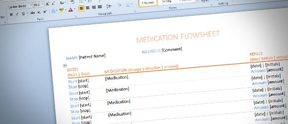 Medication Flowsheet Template For Word 2017