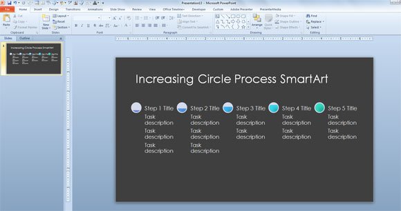 Increasing Circle Process Timeline Template For Microsoft Powerpoint 2013 Timeline Smartart Template