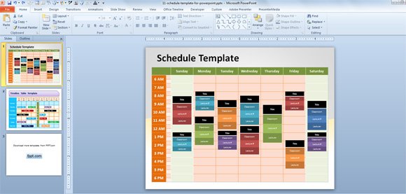 presentation schedule template