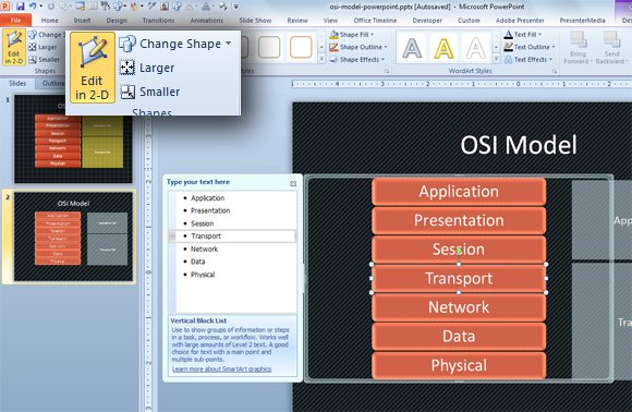 edit powerpoint 3d smartart graphics in 2d mode