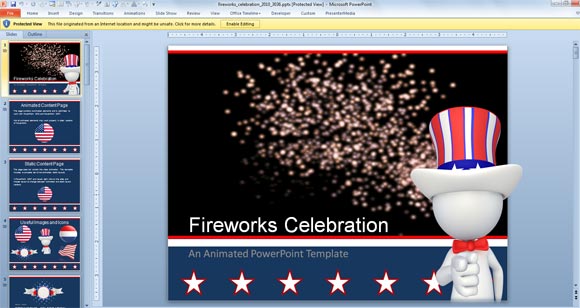 animated fireworks powerpoint template for celebration