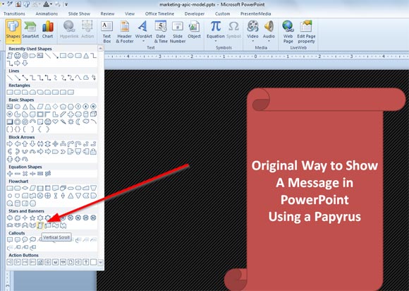 powerpoint scrolling text