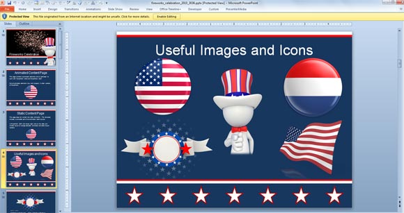 animated fireworks powerpoint template for celebration patriotic ppt templates