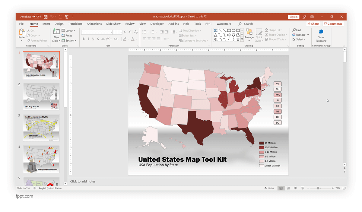 us map powerpoint template fppt us map powerpoint template