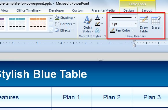 table eraser powerpoint delete table borders