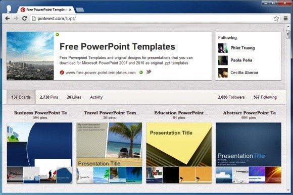 using pinterest to find free powerpoint templates and inspirational templates on powerpoint