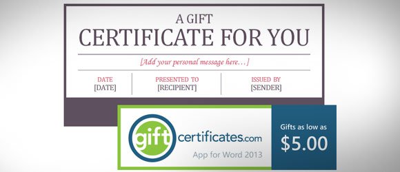 Free Certificate Template For Microsoft Word Gift Card