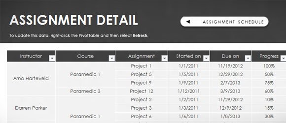 table assignments template