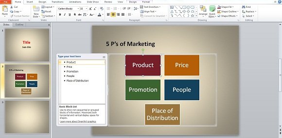 using smartart s basic block list for your business presentation