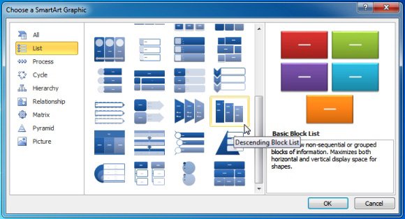 using descending block list smartart in powerpoint presentations ppt smartart graphics